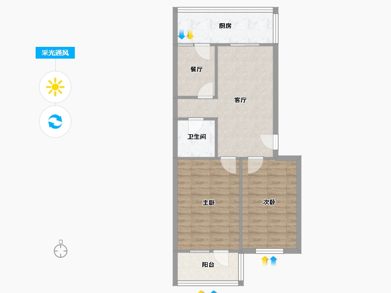 河北省-唐山市-龙悦新居-61.64-户型库-采光通风