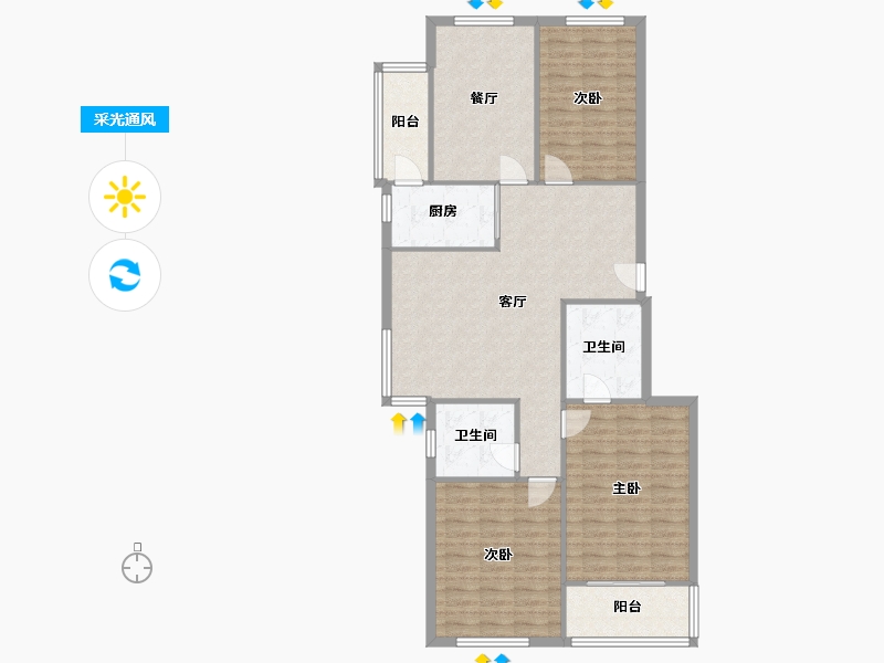 山东省-烟台市-新世界花园-114.15-户型库-采光通风