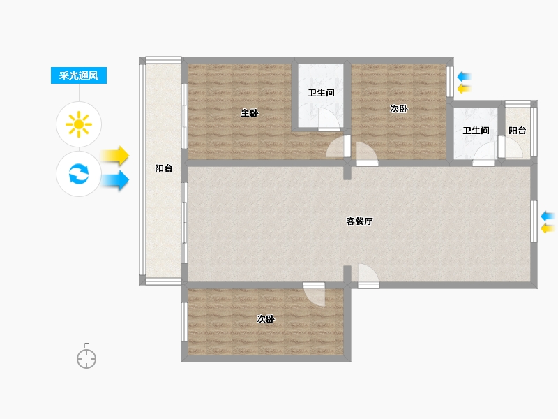 湖北省-武汉市-金鹤园-130.00-户型库-采光通风