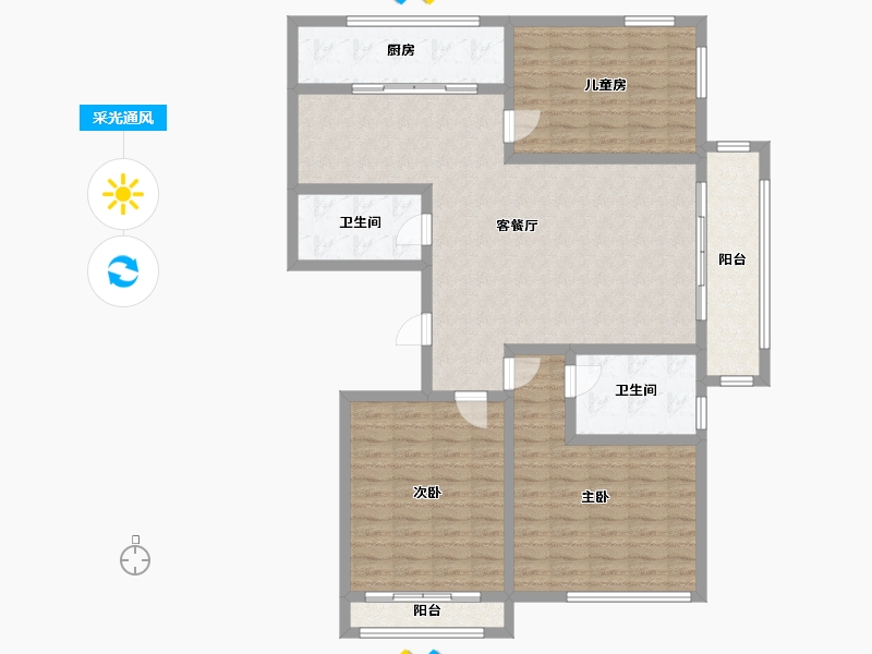 辽宁省-沈阳市-万达广场-D组团-104.20-户型库-采光通风