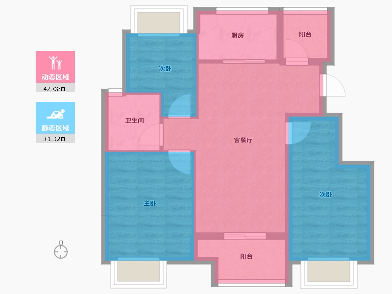 重庆-重庆市-万科四季都会-68.36-户型库-动静分区