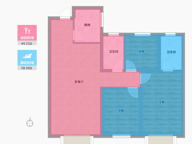 新疆维吾尔自治区-乌鲁木齐市-金科阳光雅郡-85.00-户型库-动静分区