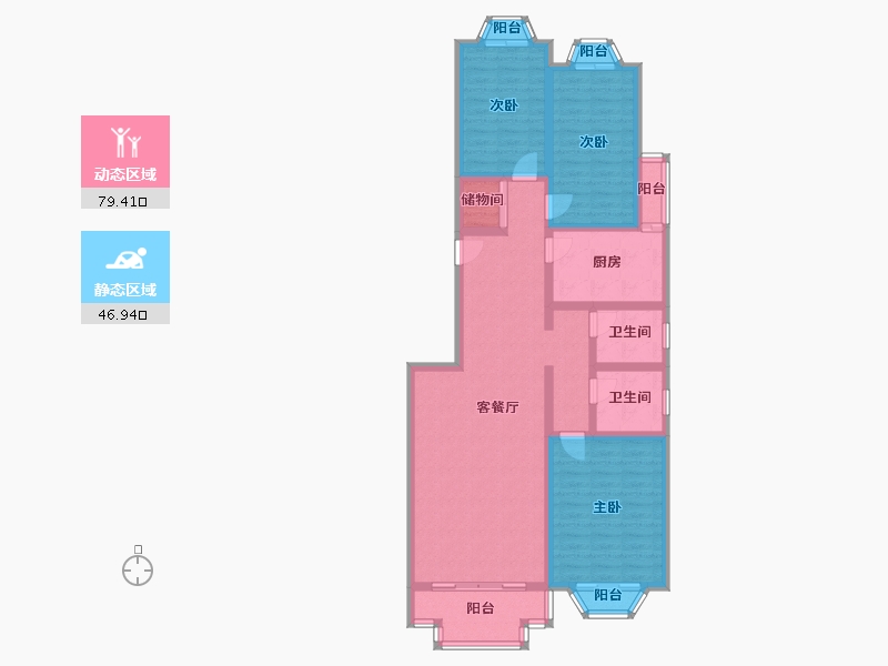 北京-北京市-裕龙花园五区-116.80-户型库-动静分区