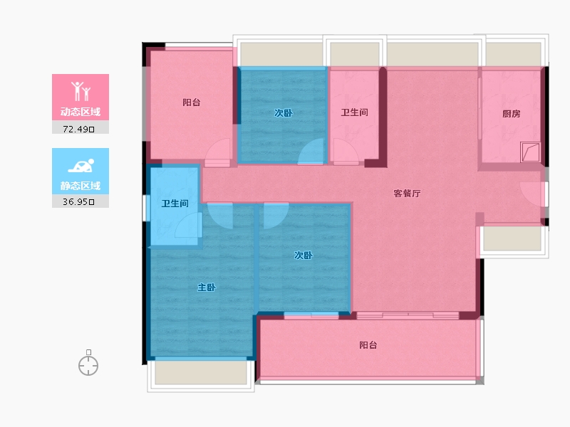 广东省-惠州市-聚龙天誉湾4期-110.00-户型库-动静分区