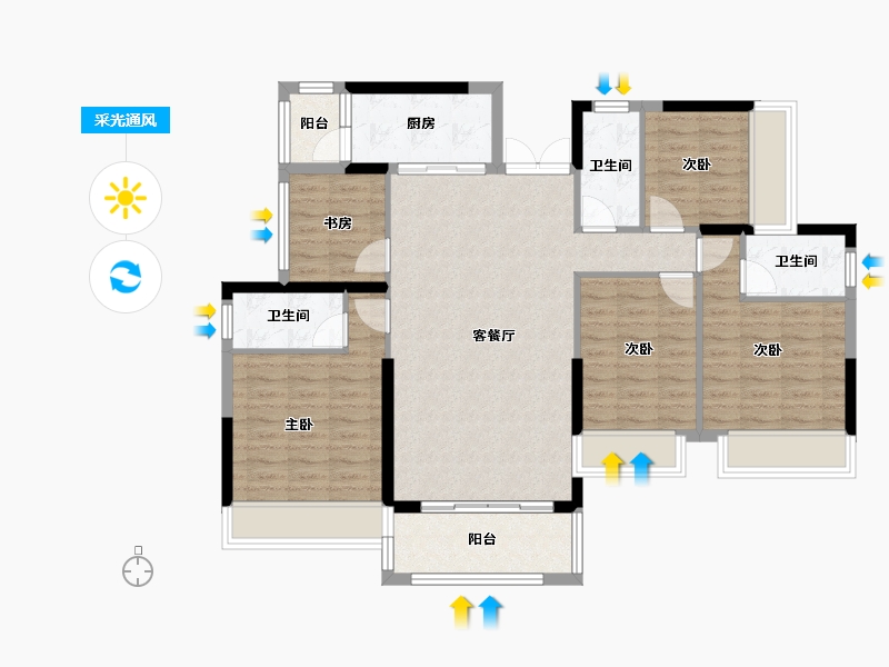 广西壮族自治区-贺州市-嘉年君汇濠庭二区-143.00-户型库-采光通风