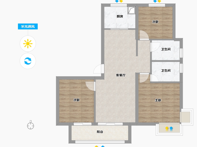 河北省-廊坊市-三叶公园-94.40-户型库-采光通风