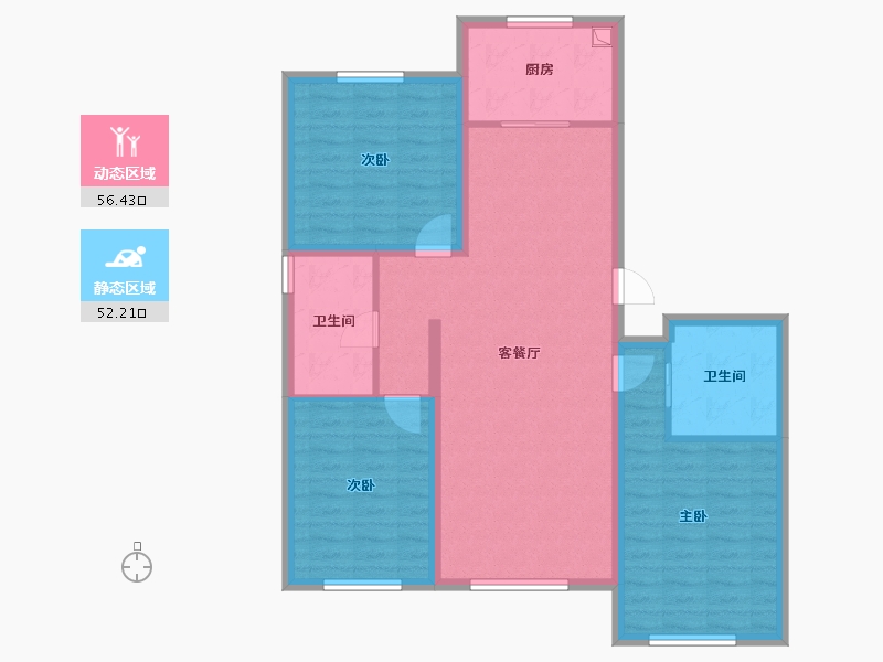 辽宁省-沈阳市-佳和新城-111.53-户型库-动静分区