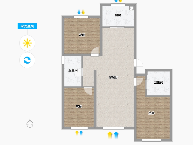 辽宁省-沈阳市-佳和新城-111.53-户型库-采光通风