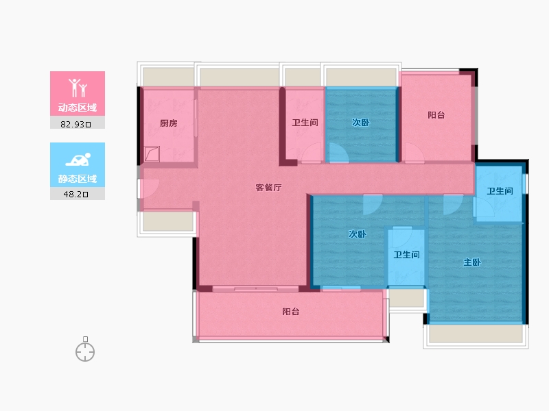 广东省-惠州市-聚龙天誉湾4期-133.00-户型库-动静分区