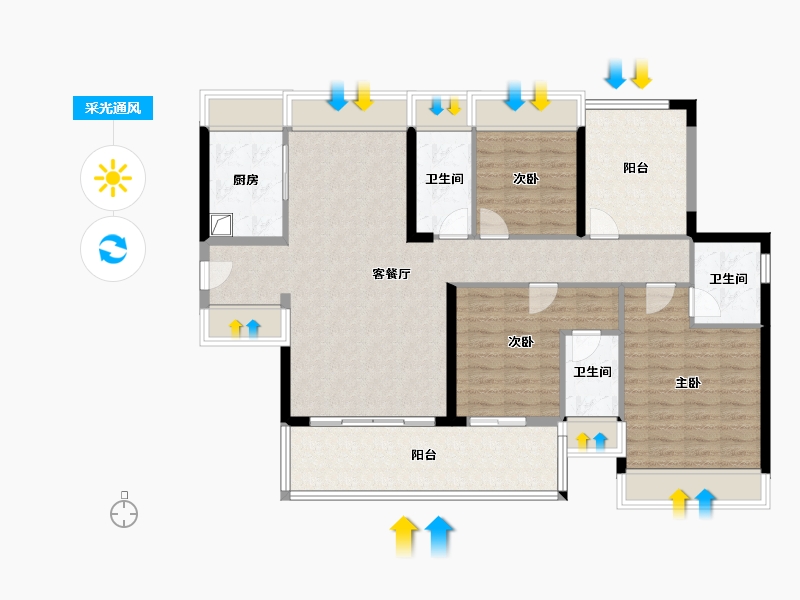 广东省-惠州市-聚龙天誉湾4期-133.00-户型库-采光通风