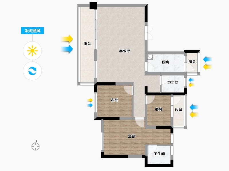 四川省-广元市-金杯半山-68.80-户型库-采光通风