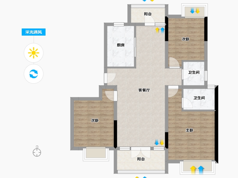 湖北省-襄阳市-汉江水畔-96.80-户型库-采光通风