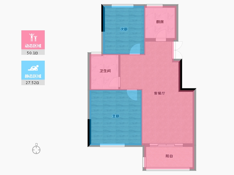 浙江省-宁波市-芦园-78.00-户型库-动静分区