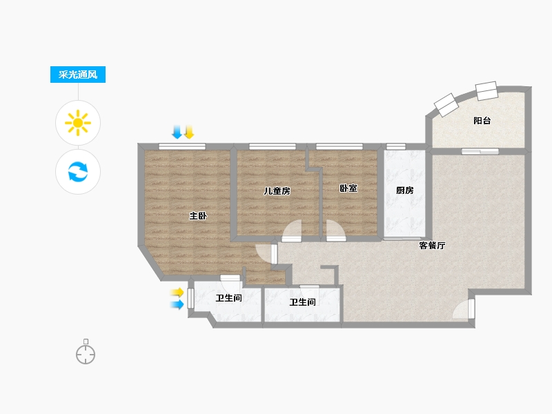 广东省-珠海市-海湾花园-112.00-户型库-采光通风