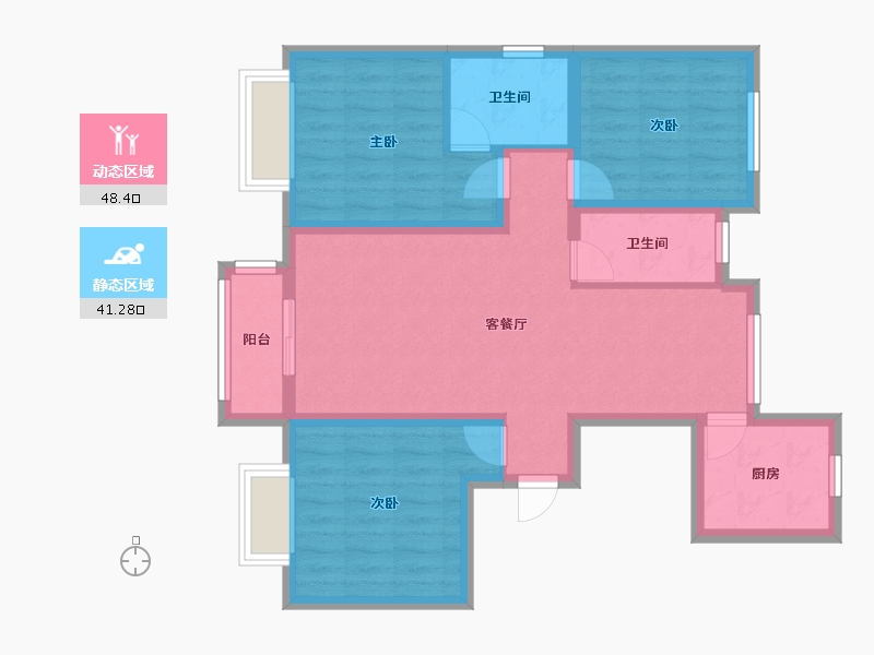 河北省-邢台市-东胜紫御兰庭-南区-88.90-户型库-动静分区