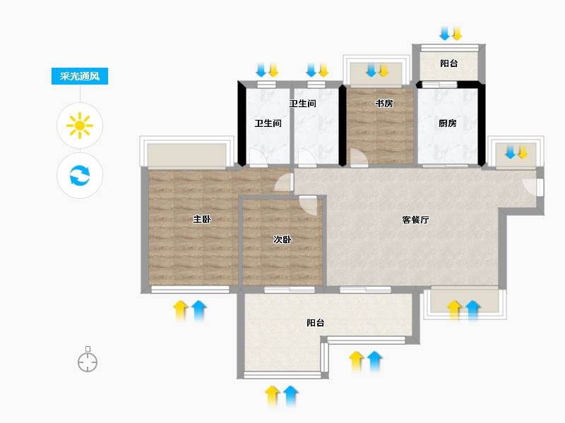 广东省-中山市-富元君悦湾-79.66-户型库-采光通风