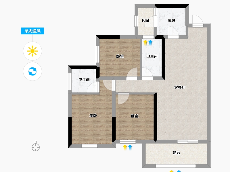 四川省-巴中市-阳光中心城-77.45-户型库-采光通风