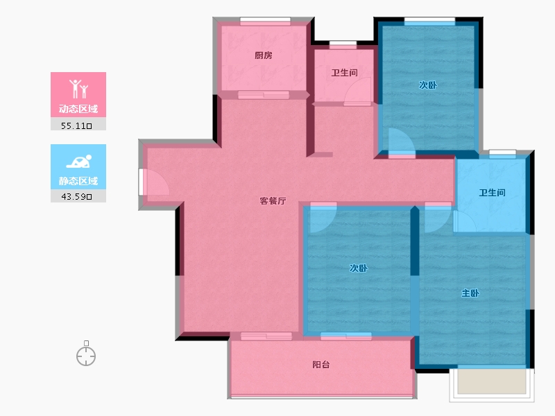 江苏省-苏州市-盛北花园-104.80-户型库-动静分区