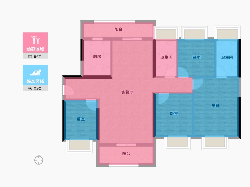 广东省-东莞市-阳光城愉景湾-102.80-户型库-动静分区