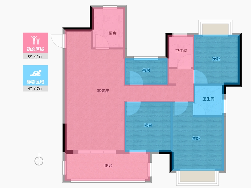 福建省-宁德市-华庭盛世-88.55-户型库-动静分区