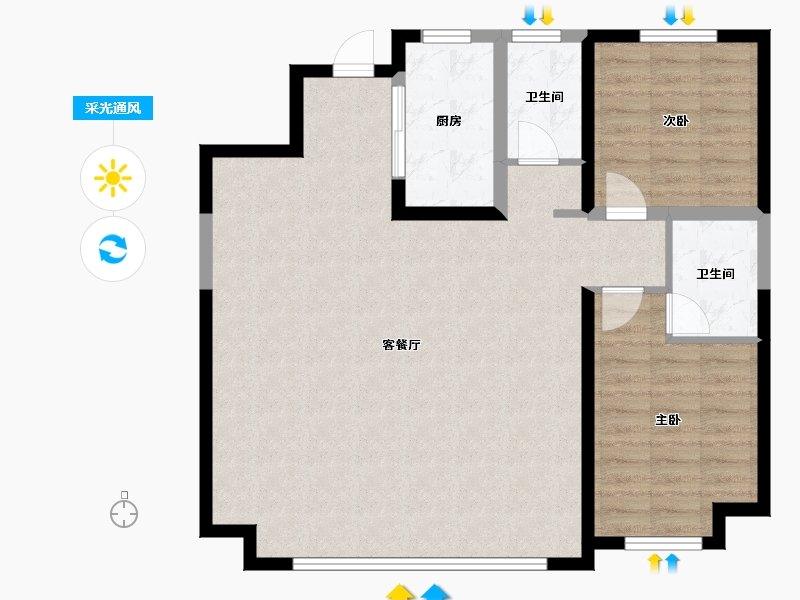 宁夏回族自治区-银川市-绿城·兰园-92.00-户型库-采光通风