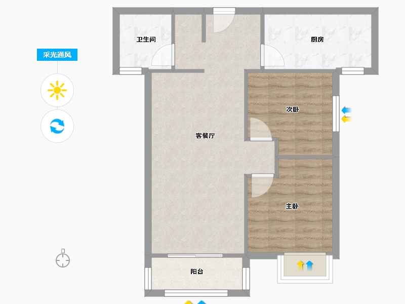 湖北省-武汉市-美联时光里-72.00-户型库-采光通风