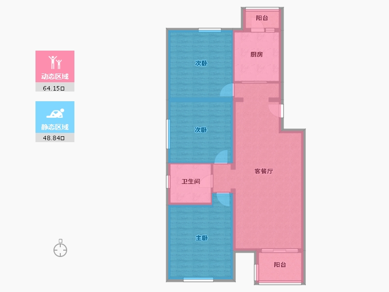 北京-北京市-龙腾苑-三区-114.60-户型库-动静分区