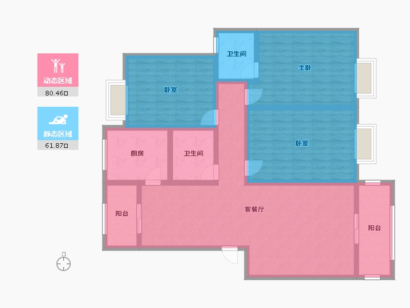 江西省-南昌市-观田村农民公寓-127.30-户型库-动静分区