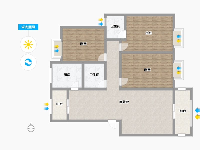 江西省-南昌市-观田村农民公寓-127.30-户型库-采光通风