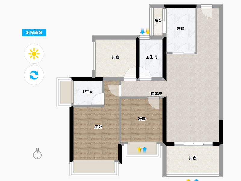 广东省-揭阳市-普宁星河明珠湾五期-80.00-户型库-采光通风