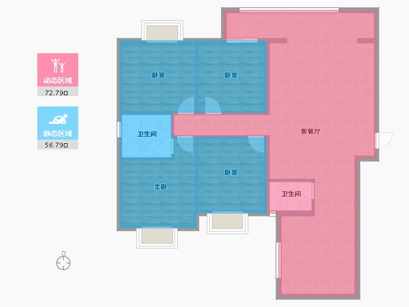 广西壮族自治区-南宁市-淡村路北一里-112.80-户型库-动静分区