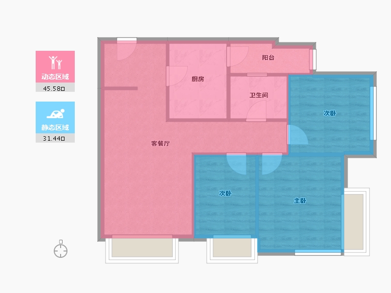 四川省-成都市-首创国际城-4期-66.60-户型库-动静分区