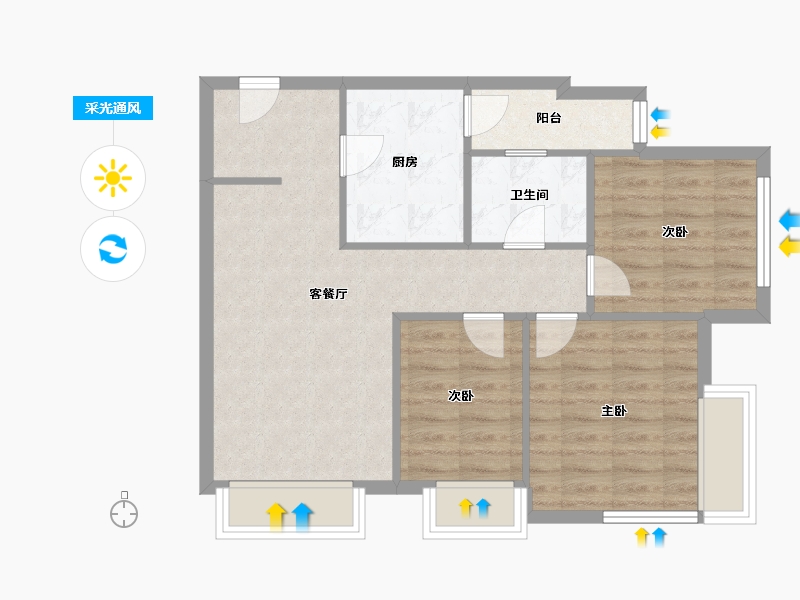 四川省-成都市-首创国际城-4期-66.60-户型库-采光通风