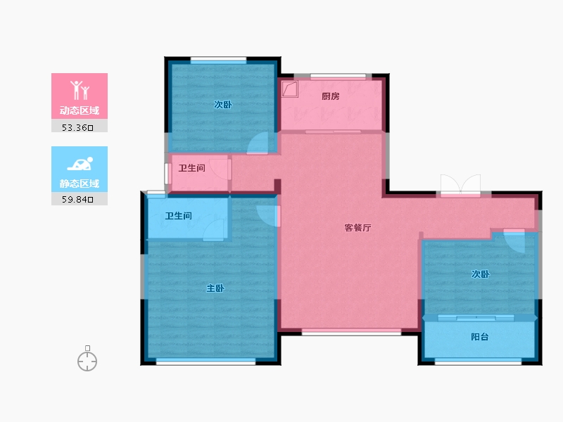 陕西省-渭南市-翰林苑小区-101.78-户型库-动静分区