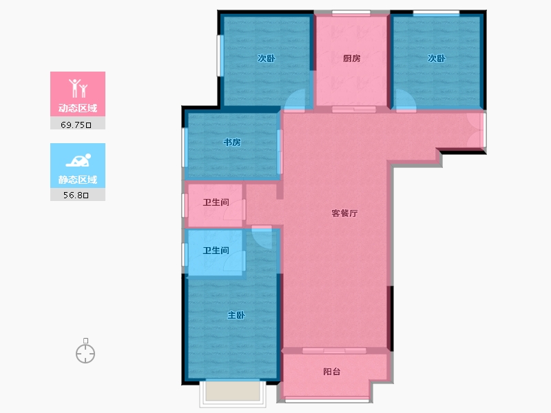 陕西省-榆林市-万民新天地-113.49-户型库-动静分区