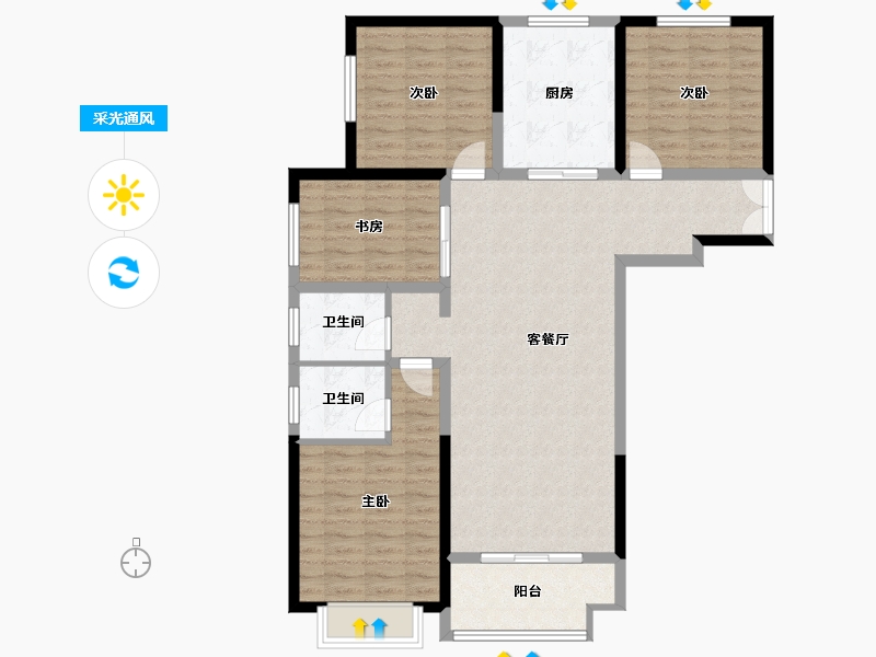 陕西省-榆林市-万民新天地-113.49-户型库-采光通风