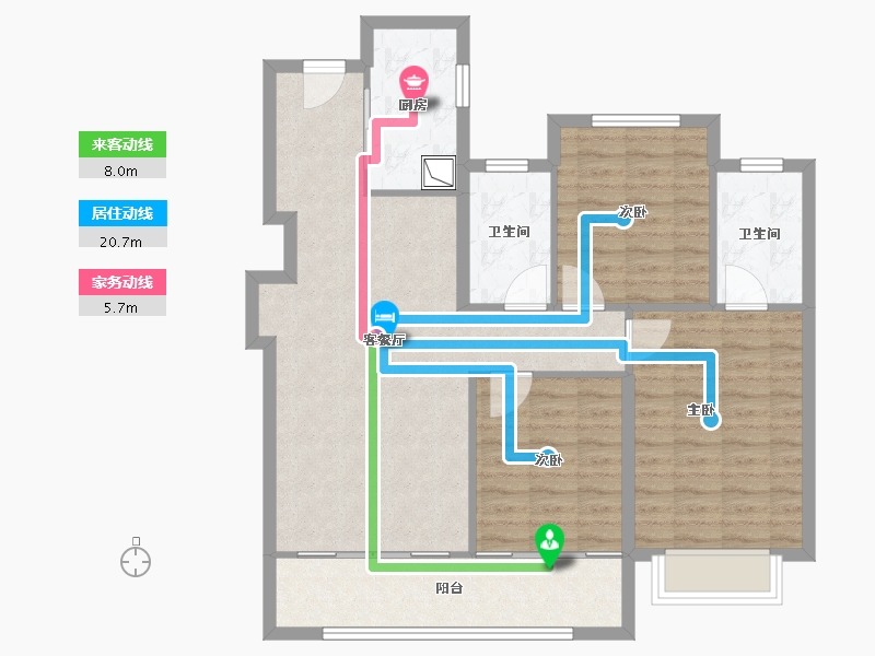 浙江省-宁波市-中海·江湾樾-96.00-户型库-动静线