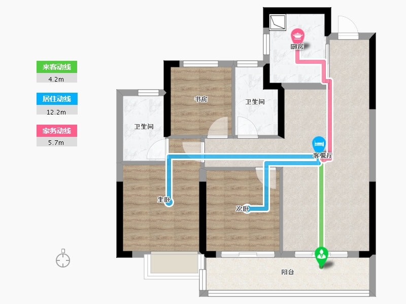 浙江省-金华市-双江湖锦绣和鸣-76.48-户型库-动静线