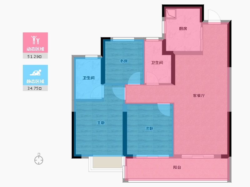 浙江省-金华市-双江湖锦绣和鸣-76.48-户型库-动静分区