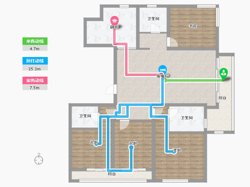 浙江省-金华市-香溪裕园-145.14-户型库-动静线