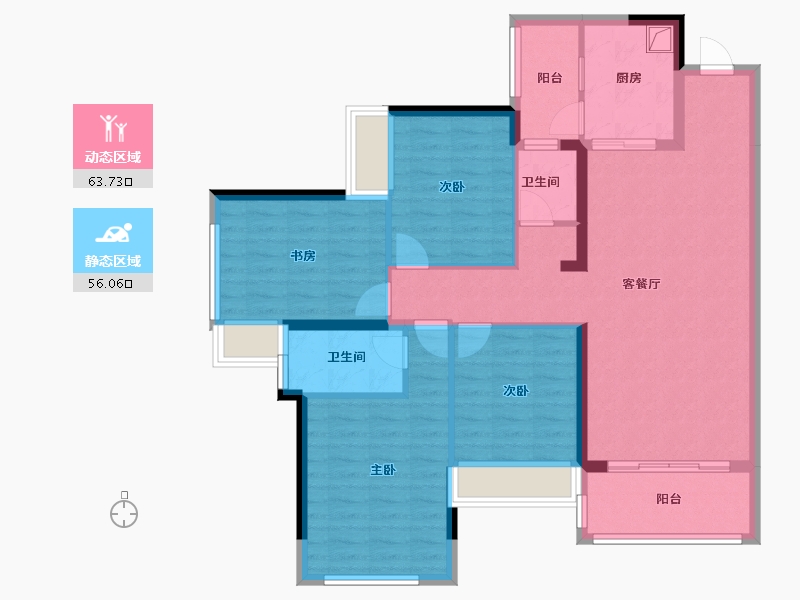 广西壮族自治区-玉林市-喜润书香府-93.41-户型库-动静分区