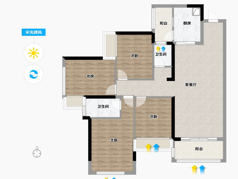 广西壮族自治区-玉林市-喜润书香府-93.41-户型库-采光通风