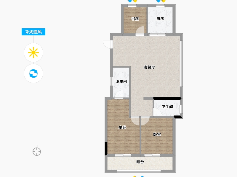 浙江省-杭州市-蓝城琉翠轩-85.48-户型库-采光通风