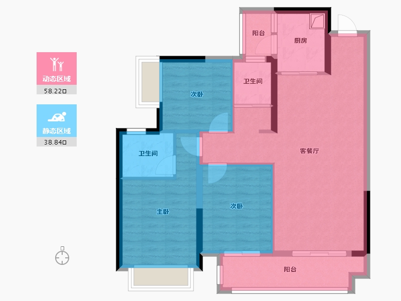 广西壮族自治区-梧州市-恒祥豪苑三期-90.06-户型库-动静分区