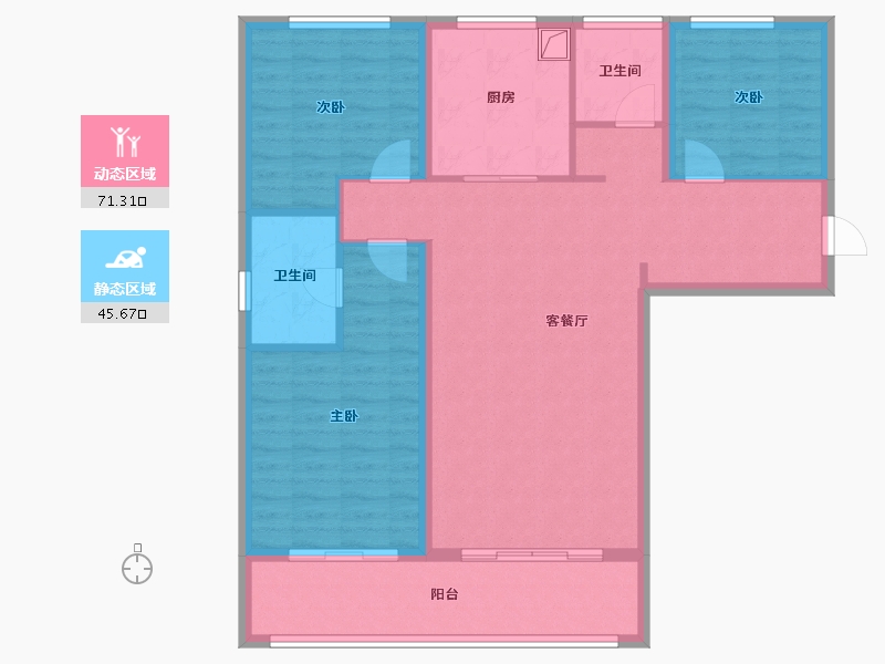 浙江省-金华市-云峯ONE-105.60-户型库-动静分区