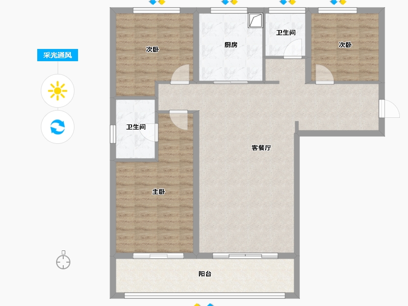 浙江省-金华市-云峯ONE-105.60-户型库-采光通风