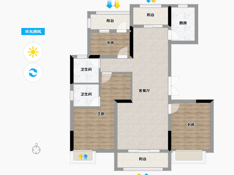 河南省-南阳市-邓州东正颐和府-100.00-户型库-采光通风