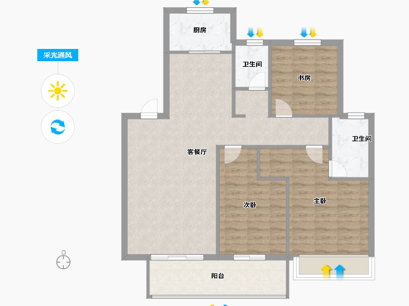 安徽省-宿州市-百匠书香华府-92.34-户型库-采光通风