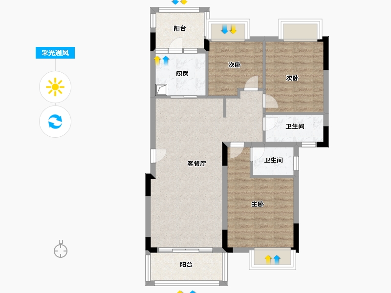 广东省-佛山市-啟骏琅逸轩-80.33-户型库-采光通风