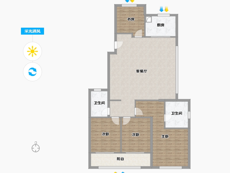 浙江省-宁波市-中海·江湾樾-128.01-户型库-采光通风